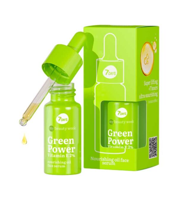 7DAYS, Green power, Vitamin E 2%, Nourishing oil face serum, 20 ml