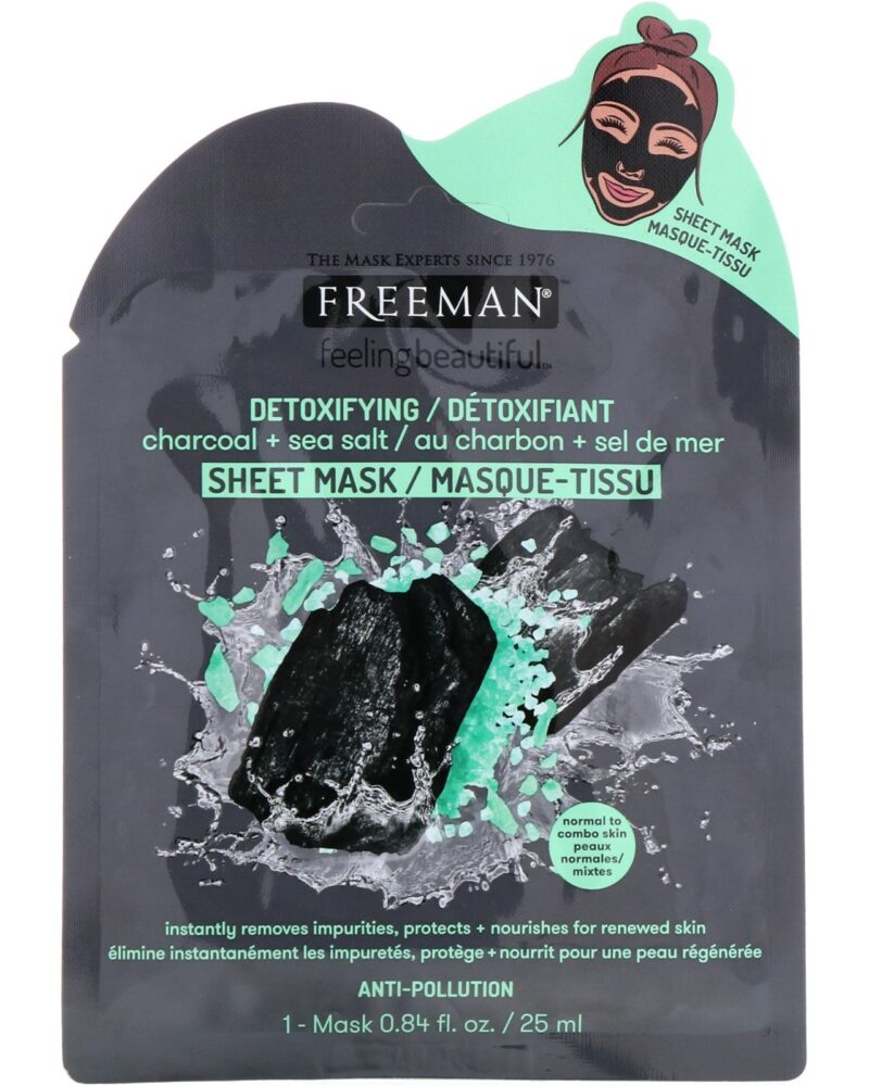 Maskë për fytyrë Freeman Detoxifying Sheet Mask Charcoal + Sea Salt, 25ml
