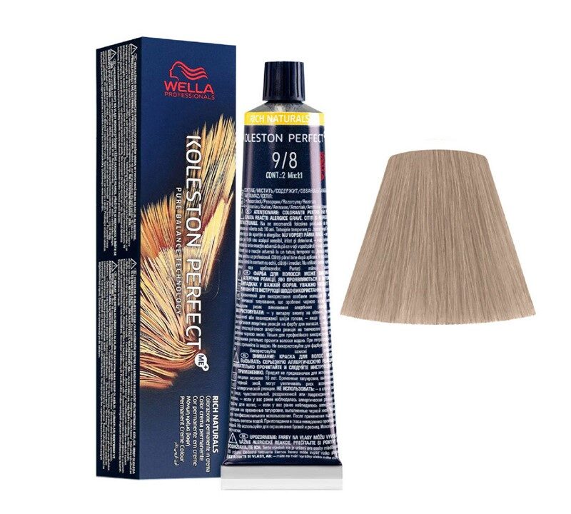 Ngjyrë për flokë Wella Koleston, 9/8 Very Light Blonde Pearl, 60 ml