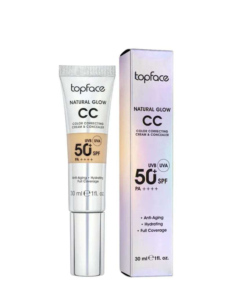 Krem Pudër Topface CC Natural Glow SPF50+, 005, 30 ml