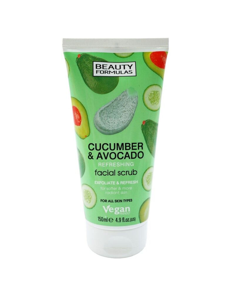Skrab për fytyrë Beauty Formulas Refreshing Cucumber & Avocado Facial Scrub, 150 ml