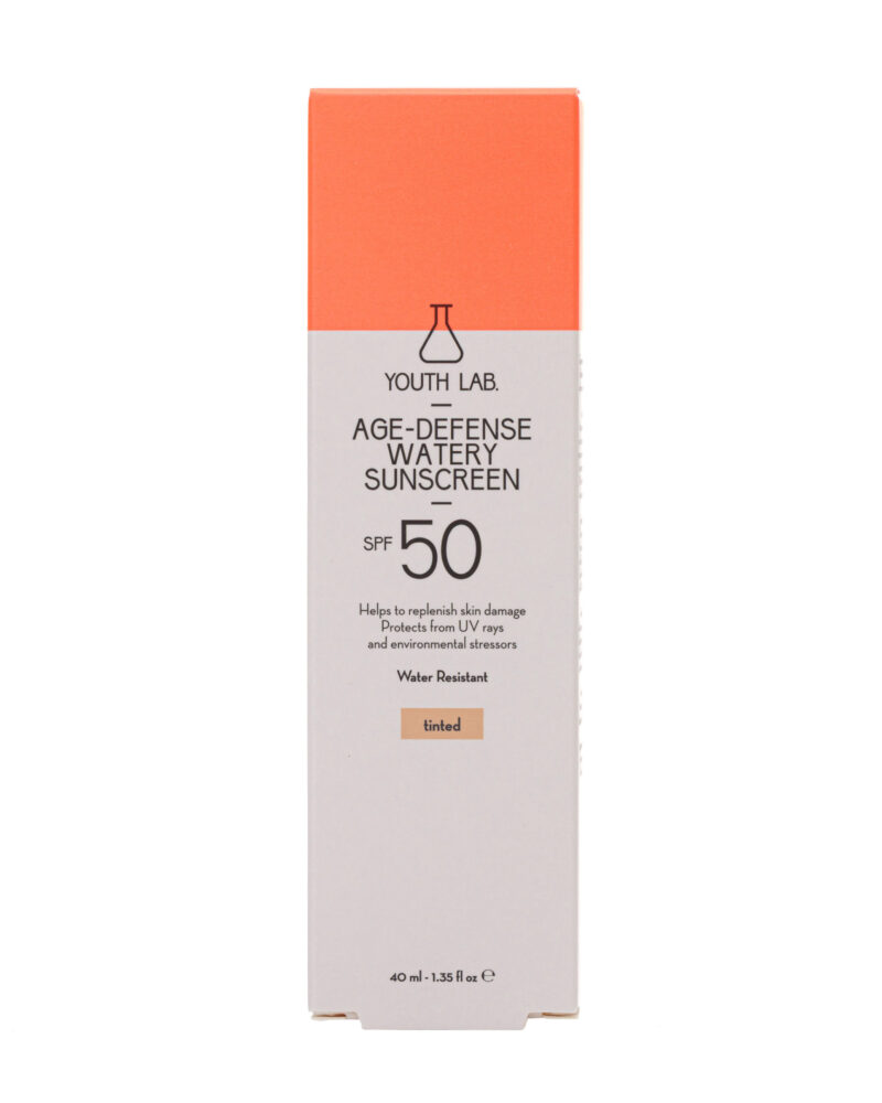 Krem me ngjyrë kundër diellit Youth Lab, Age-Defense Watery SPF50 Tinted, 40ml