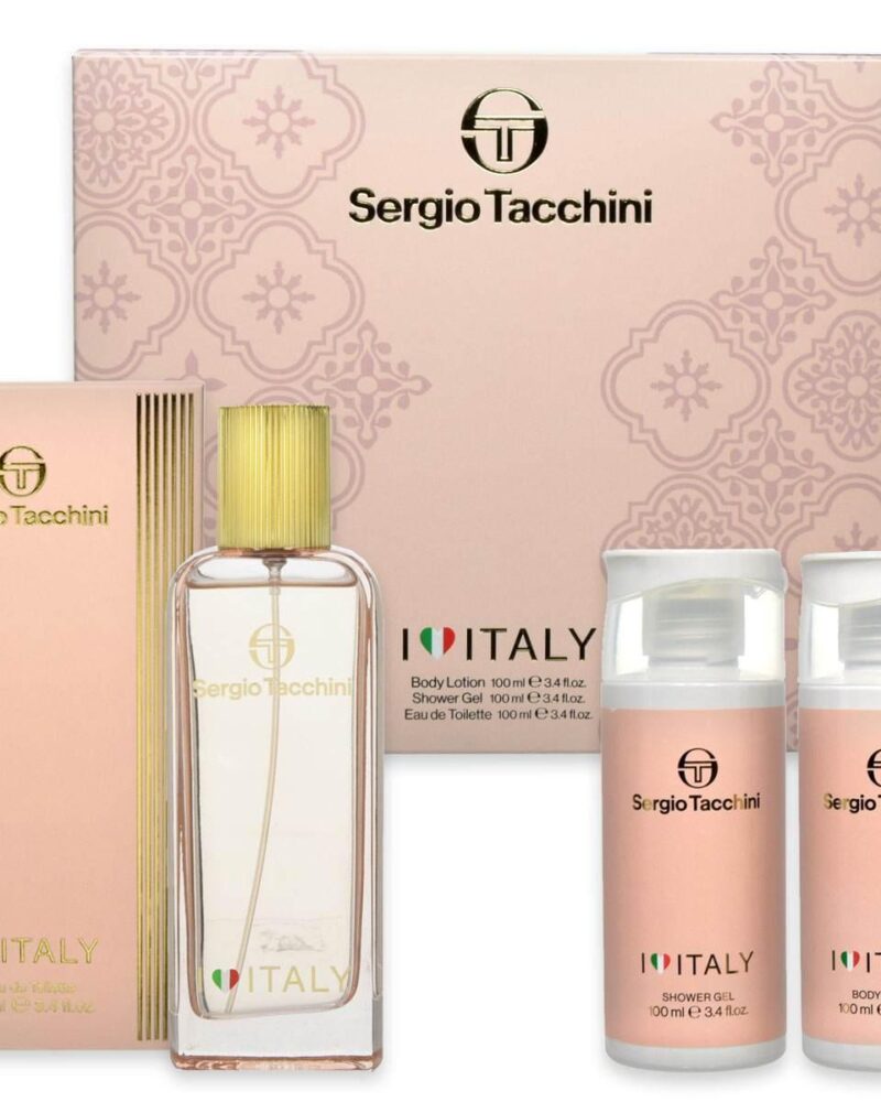 Set Sergio Tacchini Eau De Toilette, 100 ml Shower Gel, 100 ml Body Lotion, 100 ml