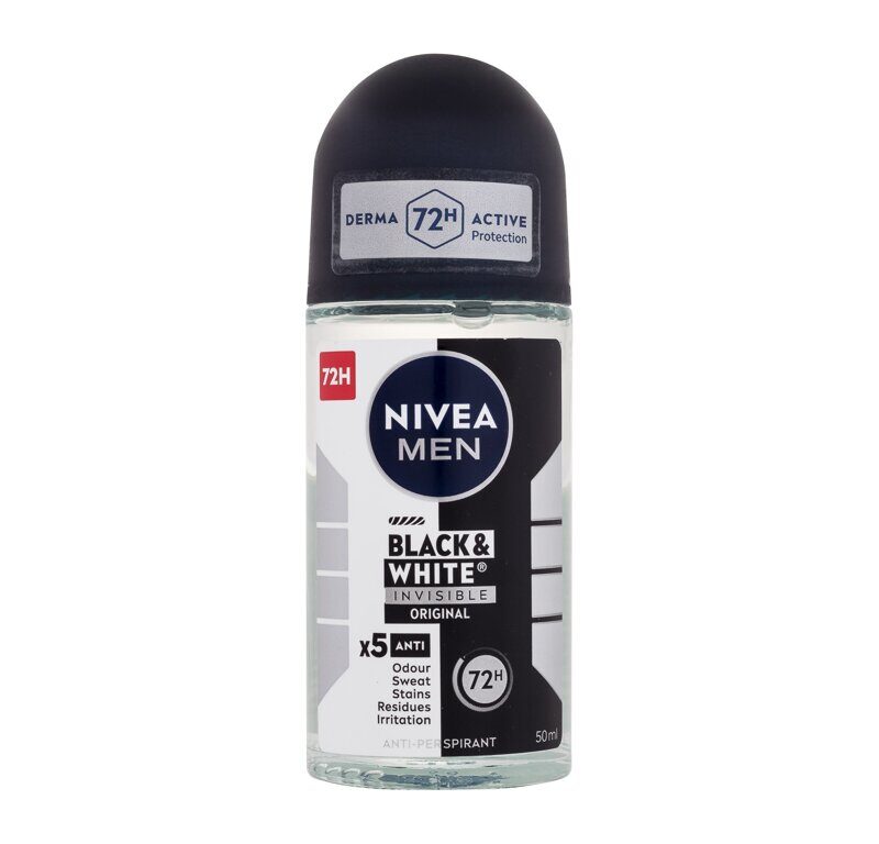 Deodorant Nivea Roll-On Black&White Invisible Original x5 72H, 50 ml