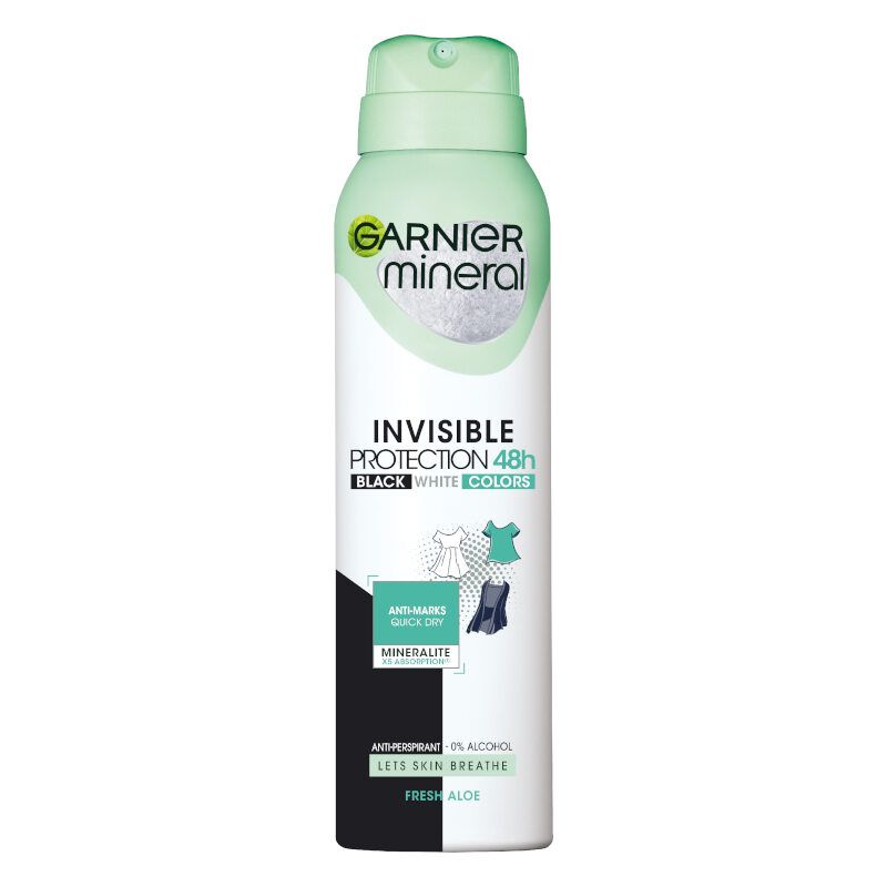 3600541402287 Garnier Mineral Invisible Protection Black, White & Colors (Aloe e Freskët) Deodorant Antidjersitës Sprej - Figura 1