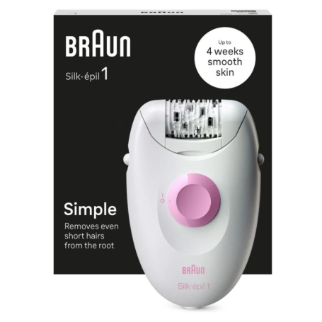 7500435224949 Depilator Braun Silk-épil 1 1-000, me rrymë, 20 pinceta, i bardhë rozë - Figura 1